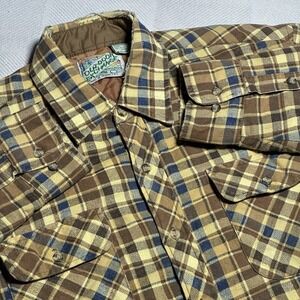 Vintage 80s Outdoor Exchange Twill Flannel Shirt Mens‎ Large Brown Plaid Quilted